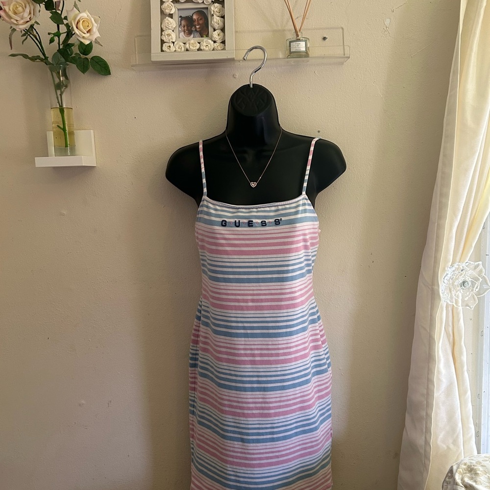 Guess Women's Midi Dress - Pink, Blue, White Stripes